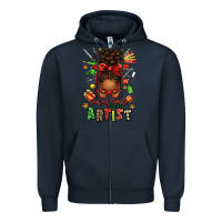 Navy santa's favorite nail artist afro messy bun Zipper Hoodie - texasbilliewilder