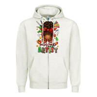 Santa's Favorite Nail Artist Afro Messy Bun Zipper Hoodie | Teevron