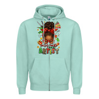 Seafoam santa's favorite nail artist afro messy bun Zipper Hoodie - texasbilliewilder