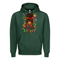 Sports Green santa's favorite nail artist afro messy bun Zipper Hoodie - texasbilliewilder