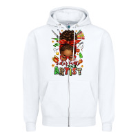 White santa's favorite nail artist afro messy bun Zipper Hoodie - texasbilliewilder