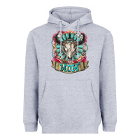 Heather Grey Mom Bull Skull Mother's Day Heavyweight Hoodie - CowGirlArtShop