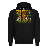 Black Thankful Thankful Thankful Zipper Hoodie - NancyCooperArtShop