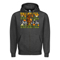 Charcoal Heather Thankful Thankful Thankful Zipper Hoodie - NancyCooperArtShop