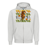 Dove Grey Thankful Thankful Thankful Zipper Hoodie - NancyCooperArtShop