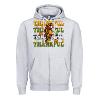 Heather Grey Thankful Thankful Thankful Zipper Hoodie - NancyCooperArtShop