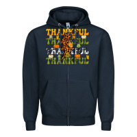 Navy Thankful Thankful Thankful Zipper Hoodie - NancyCooperArtShop
