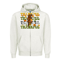 Oatmeal Heather Thankful Thankful Thankful Zipper Hoodie - NancyCooperArtShop