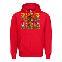 Red Thankful Thankful Thankful Zipper Hoodie - NancyCooperArtShop