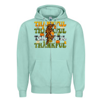 Seafoam Thankful Thankful Thankful Zipper Hoodie - NancyCooperArtShop