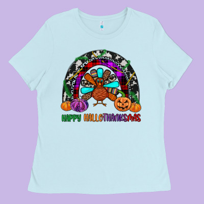 Happy Hallothanksmas Ladies Tee Designed By Jahusdesignshop