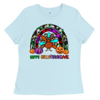 Baby Blue happy hallothanksmas Ladies Tee - JahusDesignShop