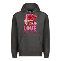 Charcoal Heather Love is in the air with gnomies Valentine's Day Premium Hoodie - HowdyJamesFarm