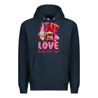 Navy Love is in the air with gnomies Valentine's Day Premium Hoodie - HowdyJamesFarm