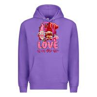 Purple Love is in the air with gnomies Valentine's Day Premium Hoodie - HowdyJamesFarm