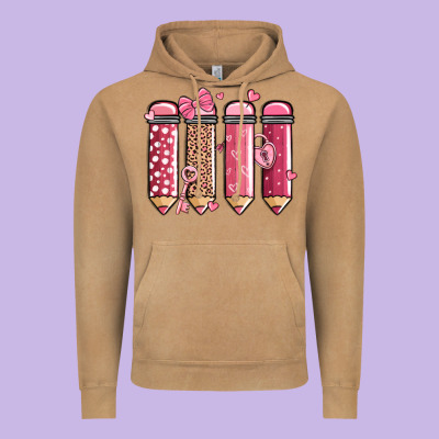 Valentine' Day Teacher School Pencils Vintage Hoodie Designed By Maliassmallbusiness