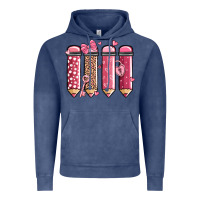 Vintage Denim valentine' day teacher school pencils Vintage Hoodie - MaliasSmallBusiness