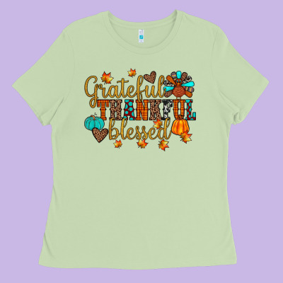 Grateful Thankful Blessed Ladies Tee Designed By Jahusdesignshop