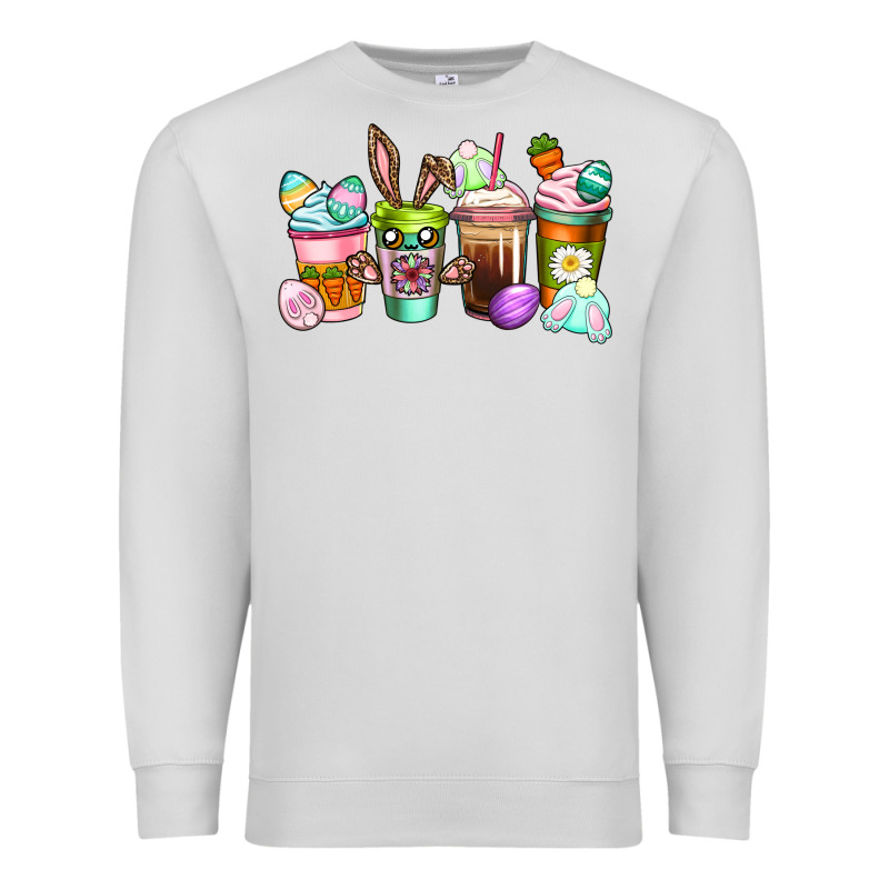 Easter Coffee Cups Easter Day Premium Sweatshirt by CowGirlArtShop | Teevron