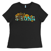 Black she is strong with cross Ladies Tee - AdoDesignShop