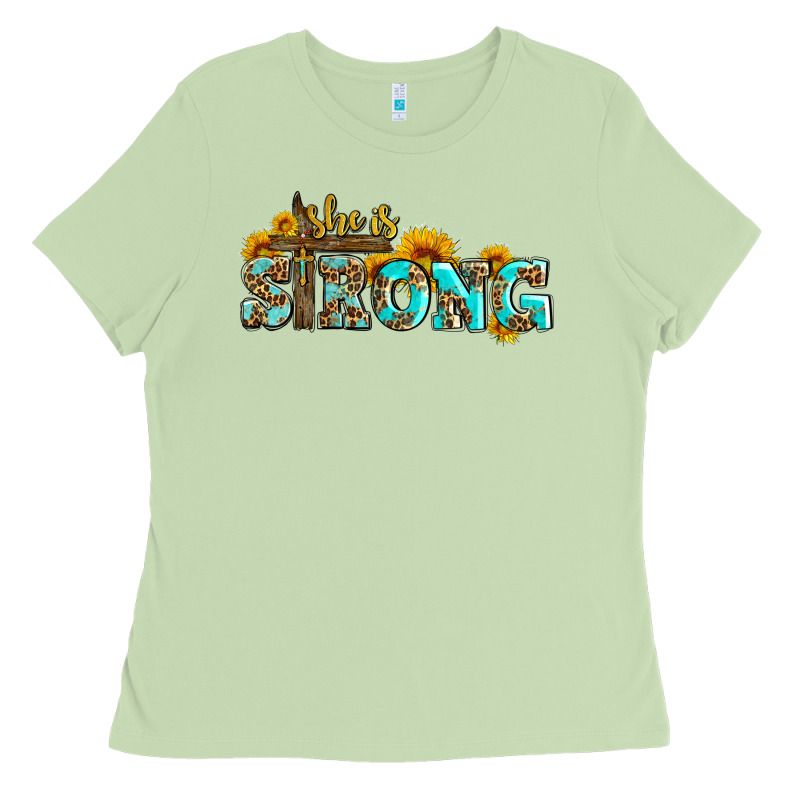She Is Strong With Cross Ladies Tee by AdoDesignShop | Teevron