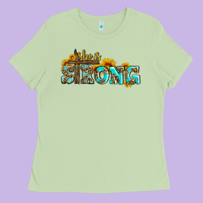 She Is Strong With Cross Ladies Tee Designed By Adodesignshop