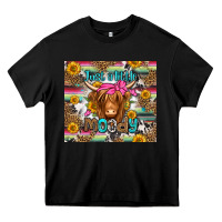 Black just a little moody long haired cow Heavy Core Tee - Jasminsmagicworld