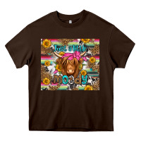 Chocolate Brown just a little moody long haired cow Heavy Core Tee - Jasminsmagicworld