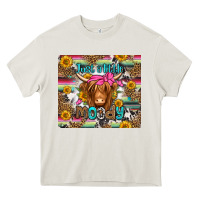 Cream just a little moody long haired cow Heavy Core Tee - Jasminsmagicworld