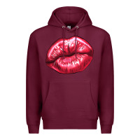 Burgundy Lip mark Valentine's Day Premium Hoodie - HowdyJamesFarm