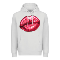 Dove Grey Lip mark Valentine's Day Premium Hoodie - HowdyJamesFarm