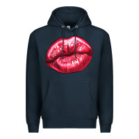 Navy Lip mark Valentine's Day Premium Hoodie - HowdyJamesFarm