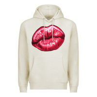 Oatmeal Heather Lip mark Valentine's Day Premium Hoodie - HowdyJamesFarm