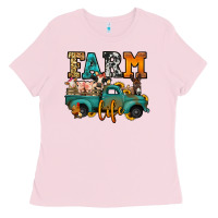 Bubblegum Pink farm life farm animals truck Ladies Tee - Jasminsmagicworld