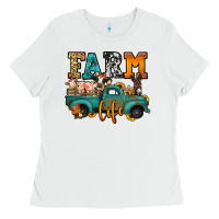 White farm life farm animals truck Ladies Tee - Jasminsmagicworld