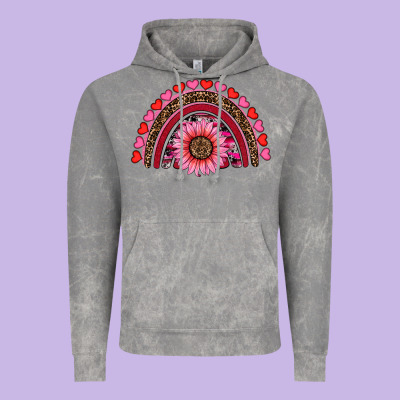 Valentine's Day Sunflower Rainbow Vintage Hoodie Designed By Ranaportraitstore
