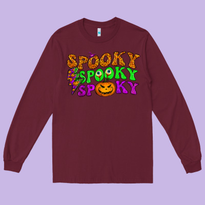 Spooky With Lightning Bolt Long Sleeve Tee Designed By Bundleandbundleshop