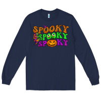 Navy spooky with lightning bolt Long Sleeve Tee - BundleAndBundleShop