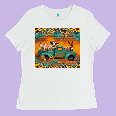 Farm Animals Truck Ladies Tee Designed By Jasminsmagicworld