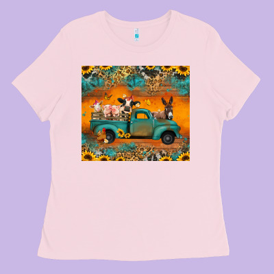 Farm Animals Truck Ladies Tee Designed By Jasminsmagicworld
