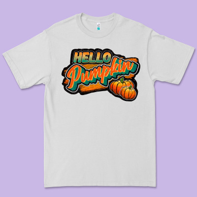 Hello Pumpkin Black Premium Tee Designed By Jahusdesignshop