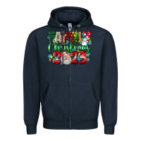 Navy family christmas 2023 Zipper Hoodie - texasbilliewilder