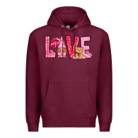 Burgundy Love with gnome Valentine's Day Premium Hoodie - HowdyJamesFarm