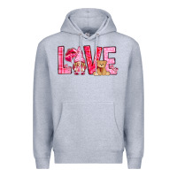 Heather Grey Love with gnome Valentine's Day Premium Hoodie - HowdyJamesFarm