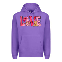 Purple Love with gnome Valentine's Day Premium Hoodie - HowdyJamesFarm