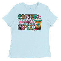 Baby Blue nurse coffee repeat Ladies Tee - Jasminsmagicworld