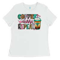 White nurse coffee repeat Ladies Tee - Jasminsmagicworld