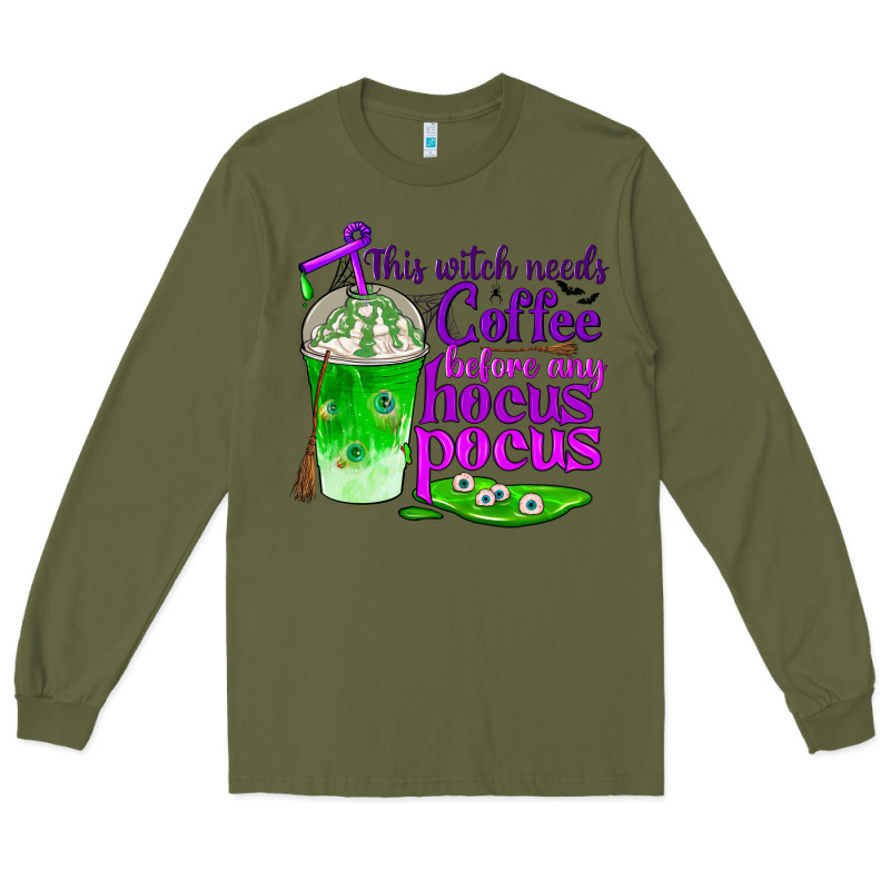 This Witch Needs Coffee Before Any Hocus Pocus Long Sleeve Tee by BundleAndBundleShop | Teevron