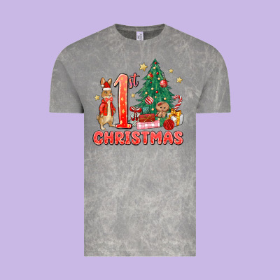 Red Christmas Bunny 1st Christmas Vintage Tee Designed By Maliassmallbusiness
