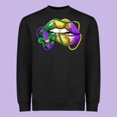 Mardi Gras Lips Heavyweight Sweatshirt Designed By Lillyallendesigns